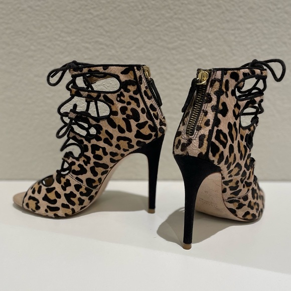 Zara Basic Animal Print Lace-up Ankle Booties - Picture 3 of 7